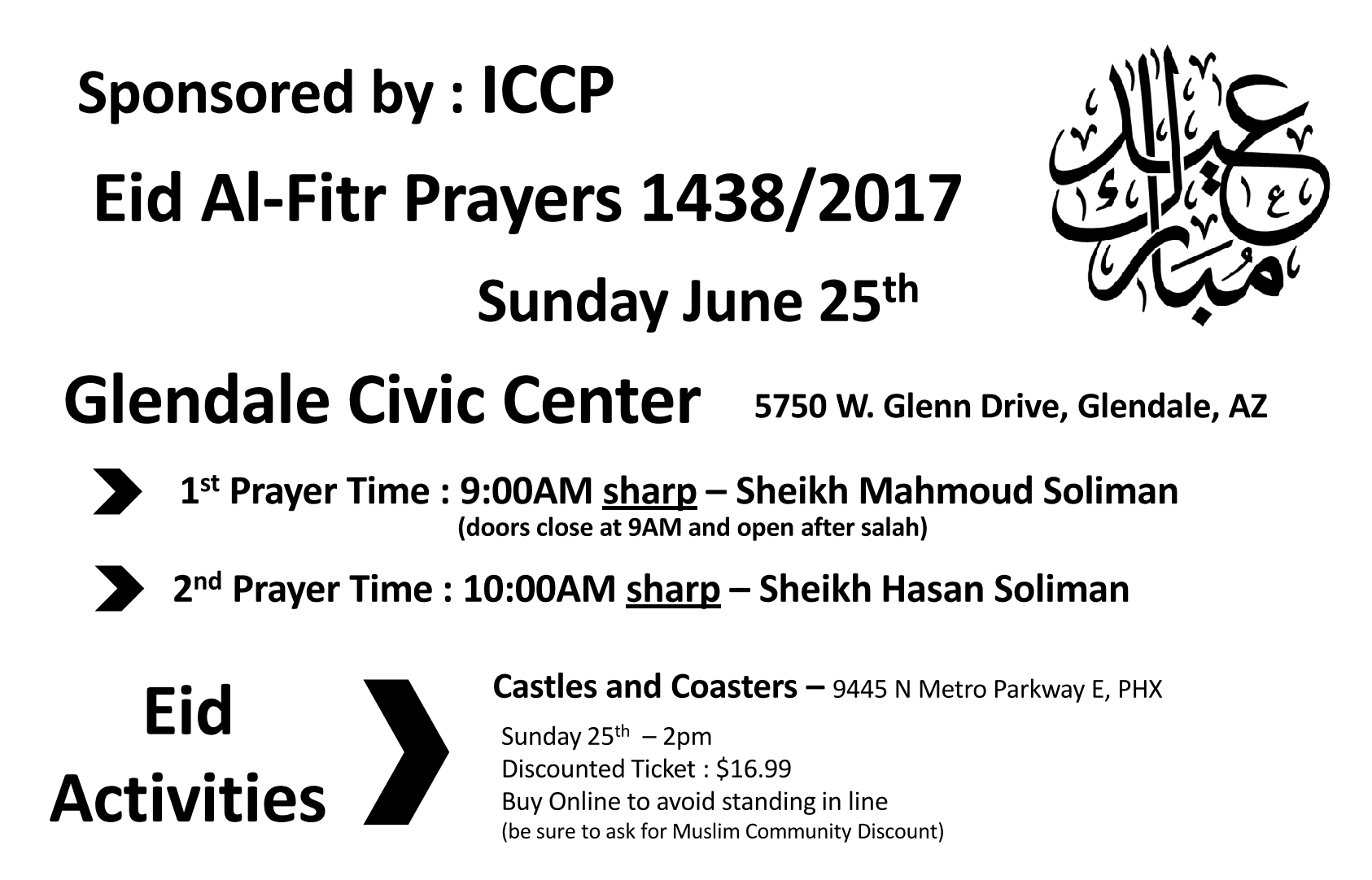 Eid AlFitr Prayers 1438/2017 ICCP